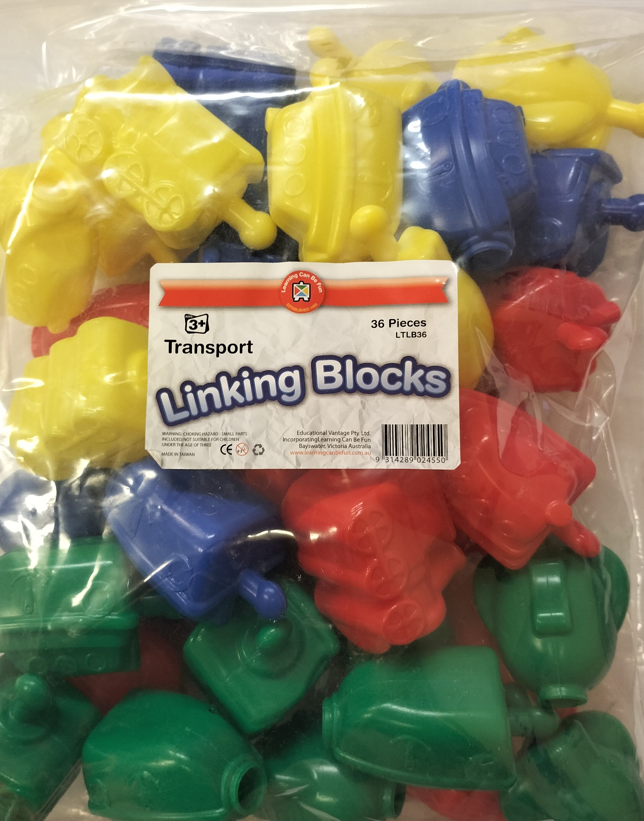 Transport Linking Blocks 80x40mm Pk36 (3 shapes 4 cols)